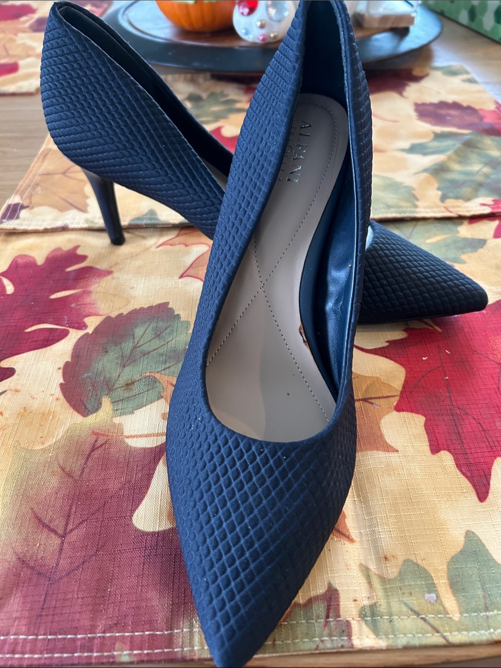 Alfani Navy Quilted Pointed-Toe Pumps